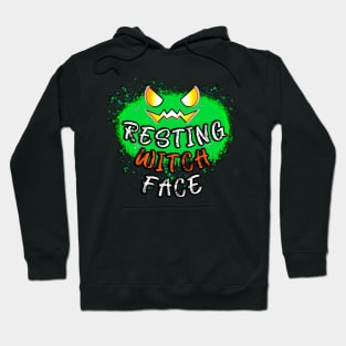 Resting Witch Face Jack O Lantern Green Pumpkin Splat Hoodie